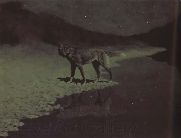 Frederic Remington Moonlight,Wolf (mk43) Norge oil painting art